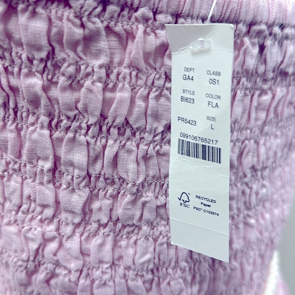 NWT J. Crew Strapless Smocked Linen Dress Lavender Large Resortwear Preppy Chic - Picture 10 of 14